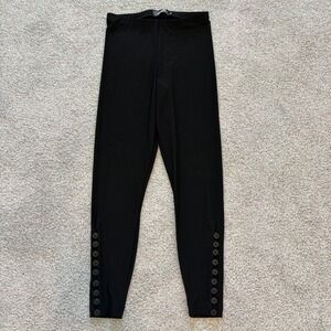 Sympli Leggings Womens 2 Black Slinky‎ Skinny Stretch Comfort Button Embellished